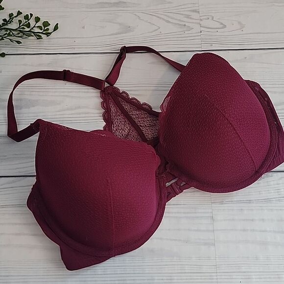 Auden racerback underwire bra with front closure - burgundy red Size 36D - Picture 9 of 9